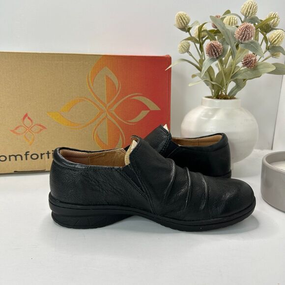 Comfortiva Florian Slip On Leather Clog Round Toe Black CT0019001 Women 6.5M NWB - Picture 8 of 11